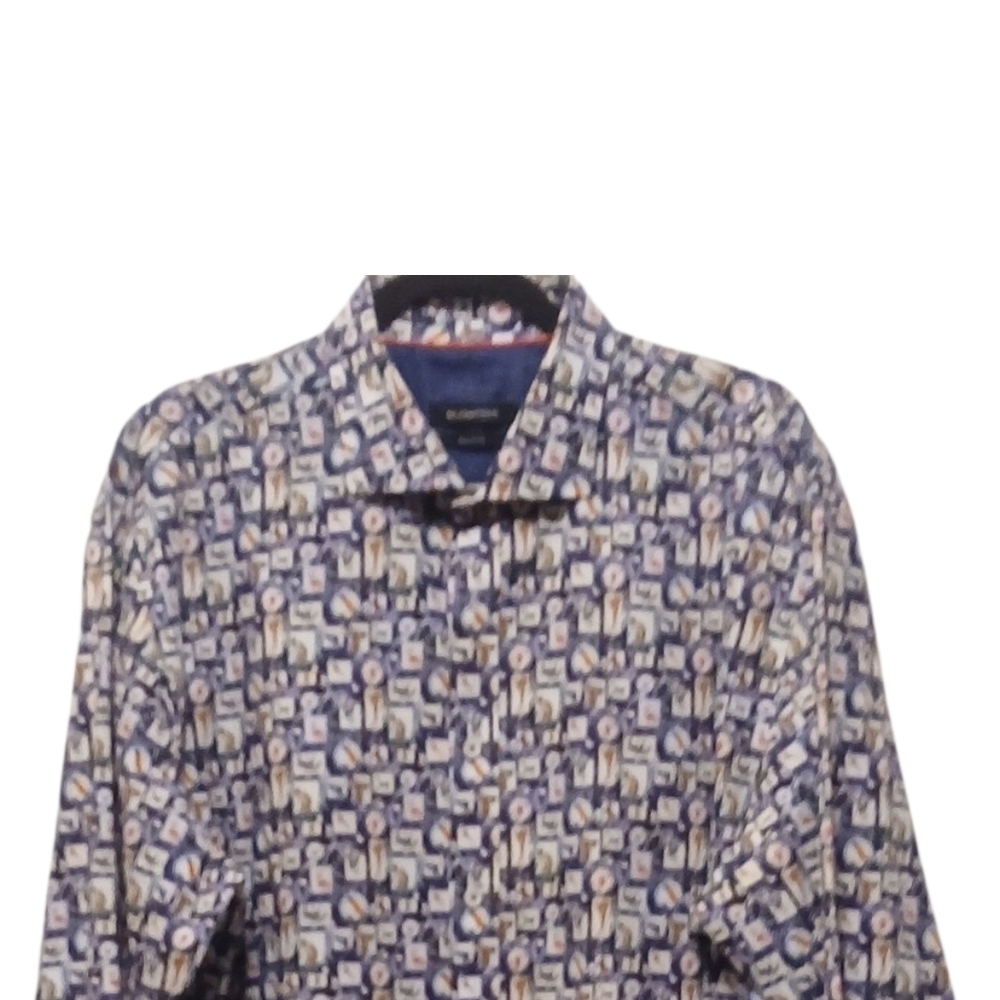 Bugatchi - NWOT, Navy Blue, Geometric Print Of Different Animals, - Picture 5 of 9